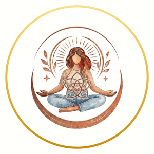Emblem: meditierende Frau in goldenem Ring